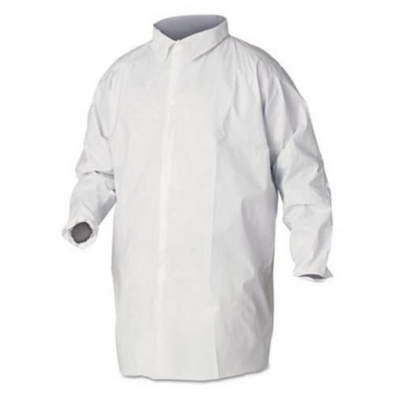 KleenGuard A40 lqd and Particle Protection Lab Coats, Large, White, 30/Carton