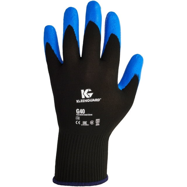 KleenGuard G40 Nitrile Coated Gloves, 230 mm Length, Medium/Size 8, Blue, 12 Pairs -KCC40226