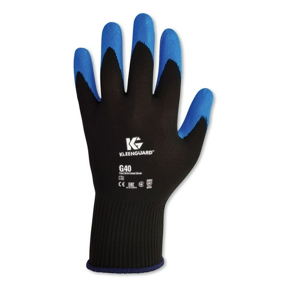 KleenGuard G40 Nitrile Coated Gloves, 240 mm Length, Large/Size 9, Blue, 12 Pairs -KCC40227