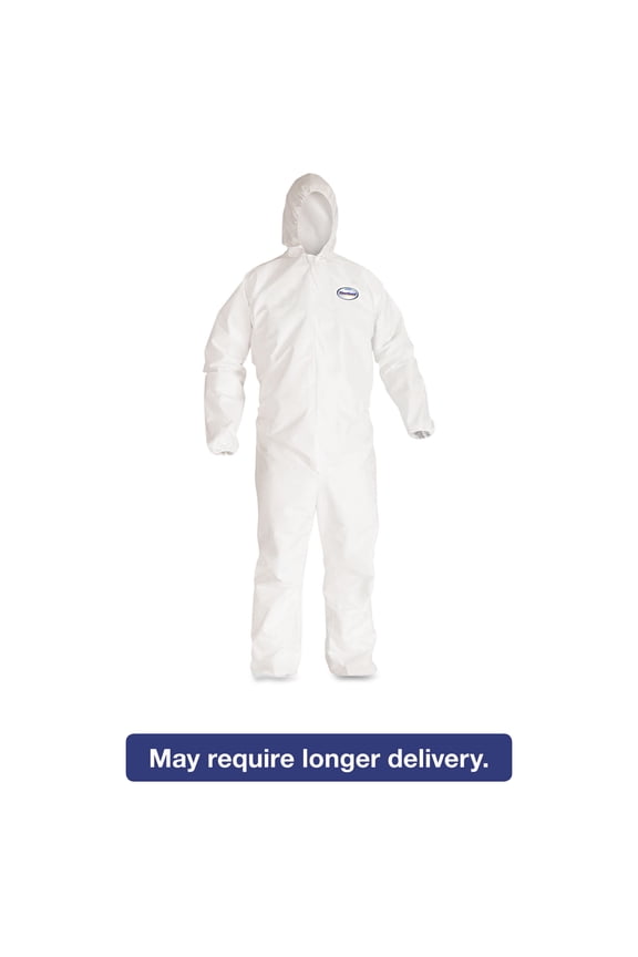 Ansell KCC 44324 A40 Elastic-Cuff and Ankles Hooded Coveralls - X-Large, White (25/Carton)