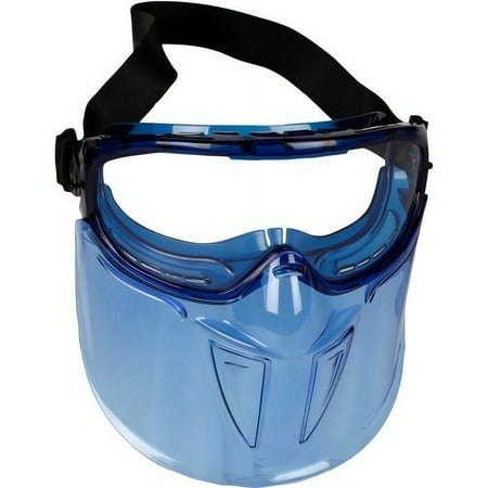 KleenGuard (formerly Jackson Safety) V90 “The Shield" Safety Goggles with Face Shield (18629), Clear Anti-Fog Lens with Blue Frame