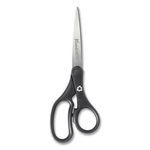 Kleenearth Basic Plastic Handle Scissors, 8" Long, 3.25" Cut Length, Black Straight Handle | Bundle of 2 Each