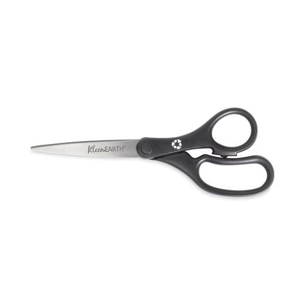 Kleenearth Basic Plastic Handle Scissors, 8" Long, 3.25" Cut Length, Black Straight Handles, 3/pack | Bundle of 10 Packs