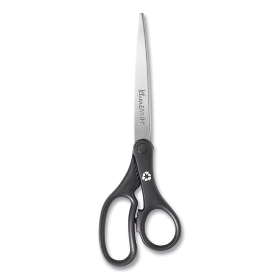 Kleenearth Basic Plastic Handle Scissors, 9" Long, 4.25" Cut Length, Black Straight Handle | Bundle of 5 Each