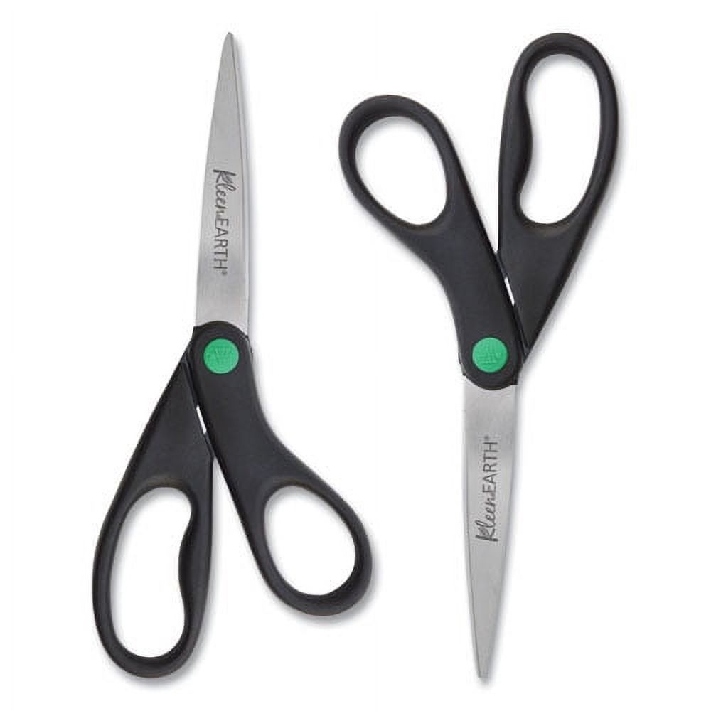 Kleenearth Scissors, 8" Long, 3.25" Cut Length, Black Straight Handles, 2/pack | Bundle of 2 Packs