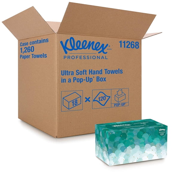 Kleenex 11268 Ultra Soft Hand Towels Pop-Up Box, 18 Boxes (KCC11268CT)
