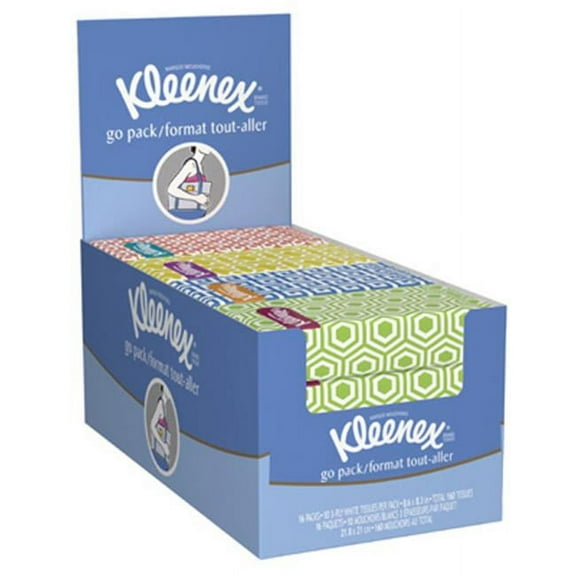 Kleenex 11975 Kleenex Go Pack White Facial Tissue, Pack Of 16