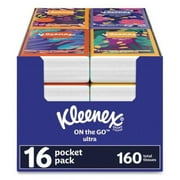 Kleenex 54635 On-the-Go Facial 3-Ply Tissues, Travel Size, 10 Tissues / Pk., 16-Pk. - Quantity 6