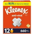 thumbnail image 1 of Kleenex Anti-Viral 3-Ply Facial Tissues, Cube Boxes 55 Tissues/Box, 12 Boxes, 1 of 9