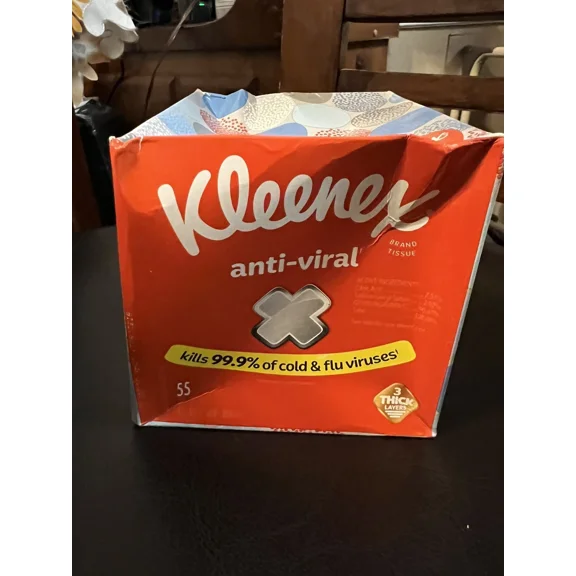 Kleenex Anti-Viral Facial Tissues 3-Ply, 55 Sheets (Pack Of 1) New, Damaged Box