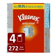 Kleenex Anti-Viral Facial Tissues, 4 Cube Boxes (272 Total Tissues)
