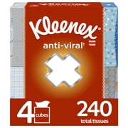 Kleenex Anti-Viral Facial Tissues, 4 Cube Boxes, 60 Tissues per Box (240 Tissues Total)