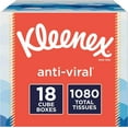 thumbnail image 1 of Kleenex Anti-Viral Facial Tissues, Cube Box, 60 Tissues per Box, 18 Packs (1,080 Tissues Total), 1 of 7