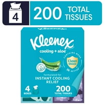 Kleenex Cooling Aloe Facial Tissues, 4 Cube Boxes, 50 Tissues Per Box, 2-Ply