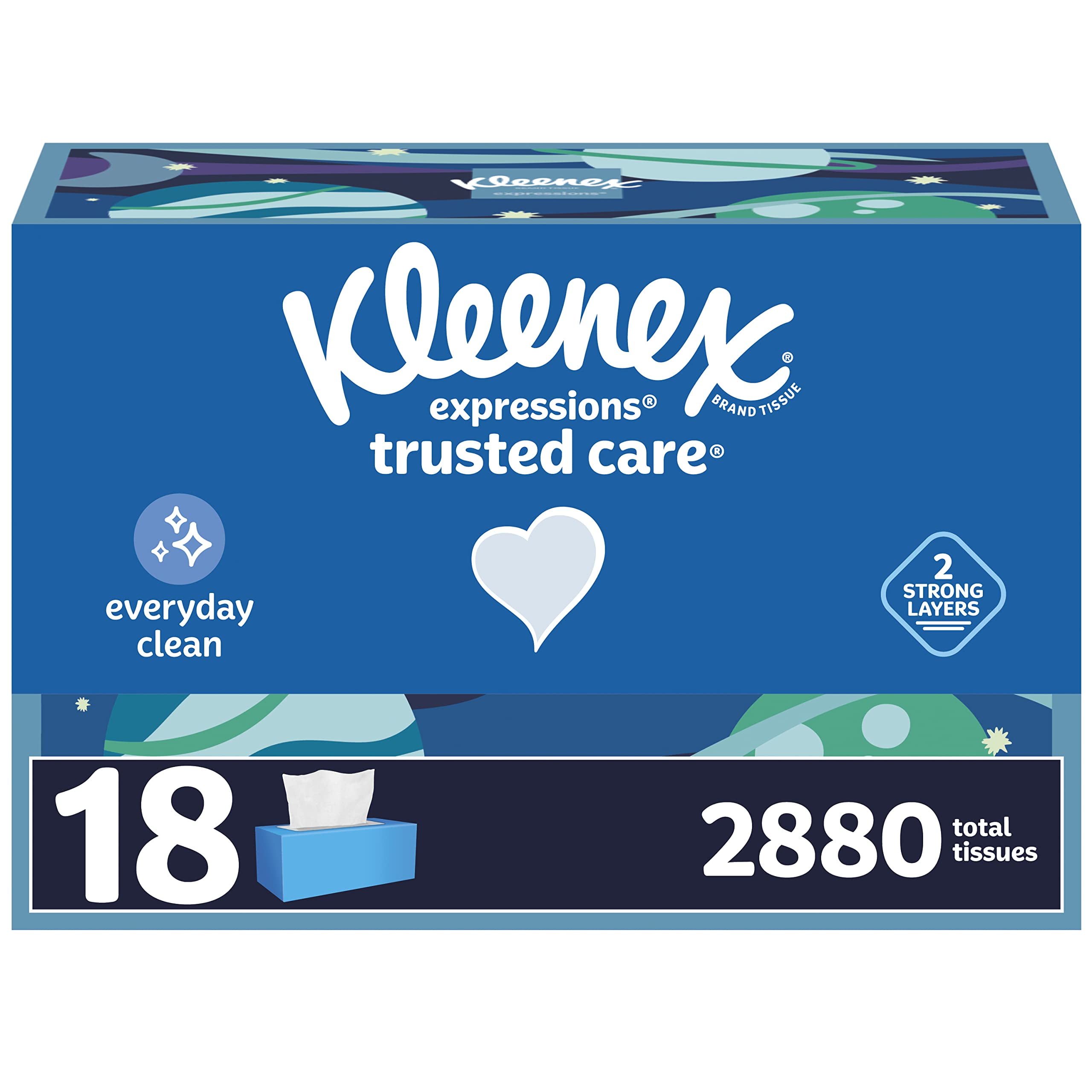 Kleenex Expressions Trusted Care Facial Tissues, 18 Flat Boxes