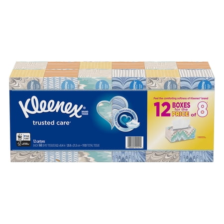 Kleenex Facial Tissue 143 Tissues, 12 Boxes