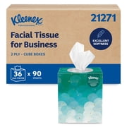 Kleenex® Professional Facial Tissue, Bulk (21271), 2-Ply, White, Upright Cube Boxed Format, Designed for Business (90 Tissues/Box, 6 Bundles of 6 Boxes, 3,240 Sheets/Case)
