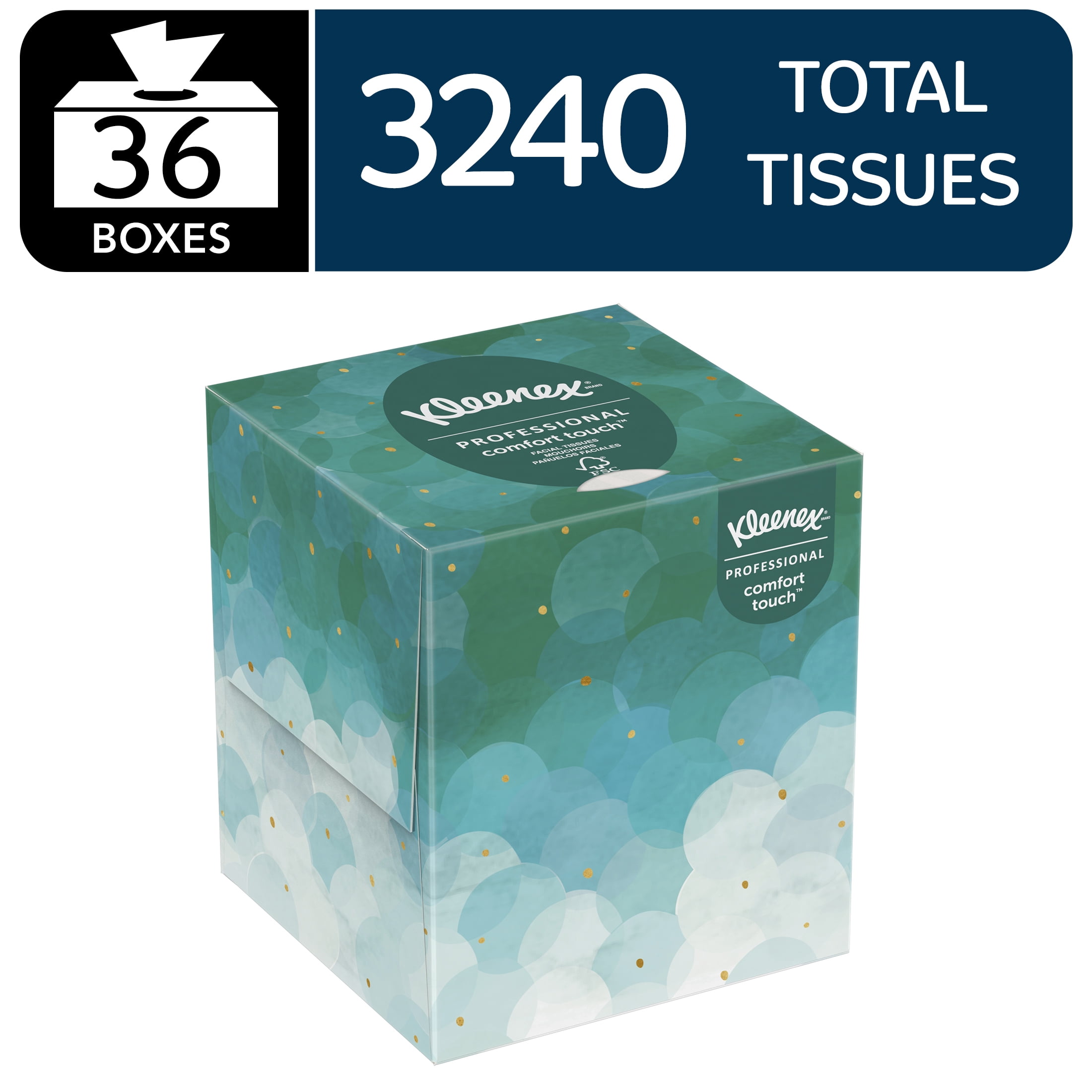 Kleenex Professional Facial Tissue, Bulk (21271), 2-Ply, White, Upright Cube Boxed Format, Designed for Business (90 Tissues/Box, 36 Boxes, 3,240 Sheets/Case)