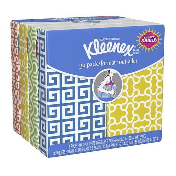 Kleenex Facial Tissue Pocket Packs 3-Ply White (Pack of 2)
