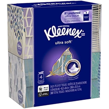 Kleenex Facial Tissue, Ultra Soft 75 Count (Pack Of 4)
