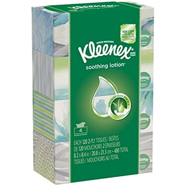 Kleenex Facial Tissues With Lotion, 120 Ct, 4 Pack