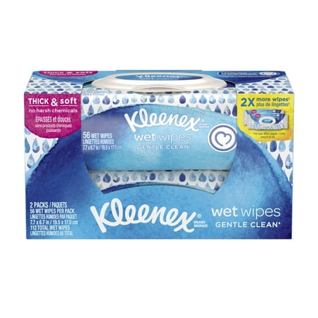 (2 pack) (2 Pack) Kleenex Gentle Clean Wet Wipes 2 Pack 56