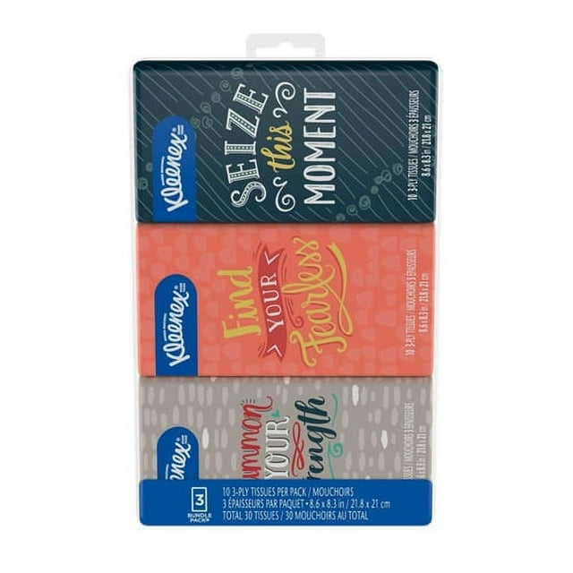 Kleenex Go Pack Everyday Facial Tissues, Pocket Pack, 10 Ea, 3 Pack, 6 Pack