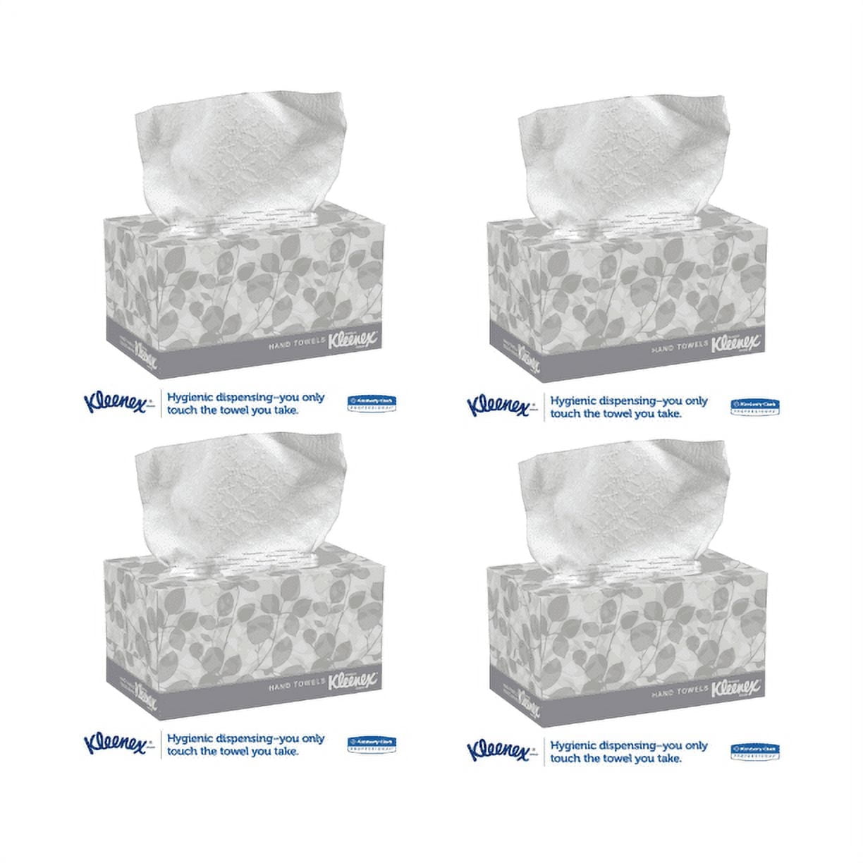 Kleenex Hand Towels POP-UP Box, Pack of 4, Paper 9 x 10 1/2 - 120 Tissue Per Box.