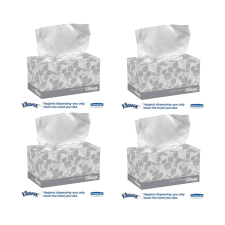 Kleenex Hand Towels POP-UP Box, Pack of 4, Paper 9 x 10 1/2 - 120 Tissue Per Box.