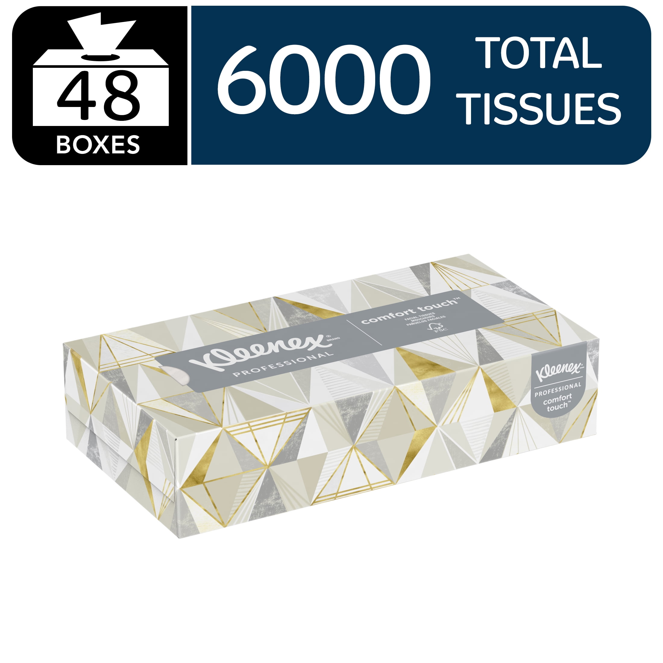 Kleenex Professional Facial Tissue, Bulk (21606), 2-Ply, White, Flat Boxed Format, Designed for Business (125 Tissues/Box, 48 Boxes, 6,000 Sheets/Case)