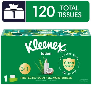 Kleenex Lotion Facial Tissues with Coconut Oil, 1 Flat Box, 120 Tissues per Box, 3-Ply