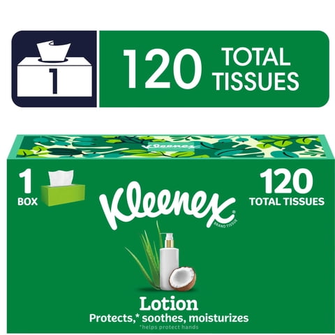 Kleenex Lotion Facial Tissues with Coconut Oil and Aloe, 3-Ply, 120 Count