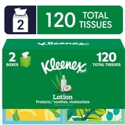 Kleenex Lotion Facial Tissues with Coconut Oil, 2 Cube Boxes, 60 Tissues per Box, 3-Ply
