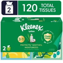 Kleenex Lotion Facial Tissues with Coconut Oil, 2 Cube Boxes, 60 Tissues per Box, 3-Ply