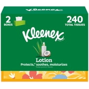 Kleenex Lotion Facial Tissues with Coconut Oil, 2 Flat Boxes, 120 Tissues per Box, 3-Ply