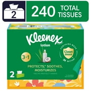 Kleenex Lotion Facial Tissues with Coconut Oil, 2 Flat Boxes, 120 Tissues per Box, 3-Ply