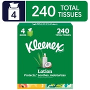 Kleenex Lotion Facial Tissues with Coconut Oil and Aloe, 3-Ply, 4 Pack, 240 Tissues