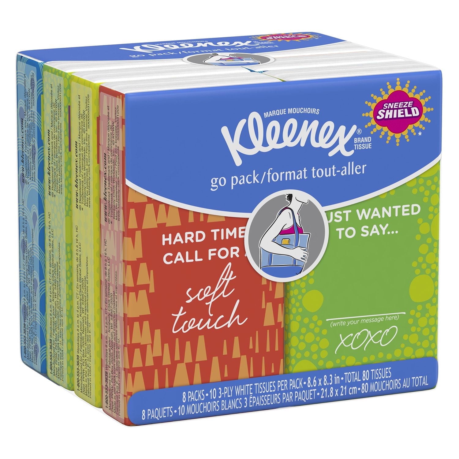 Kleenex On-The-Go Facial Tissues, 10 Tissue - 2 Packs of 8