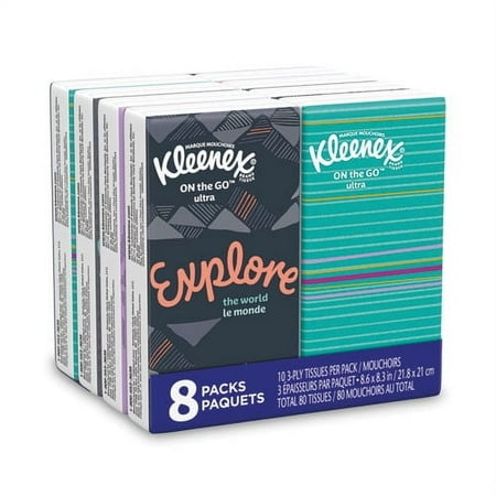 Kleenex On-The-Go Facial Tissues, 10 Tissue - 8 ct