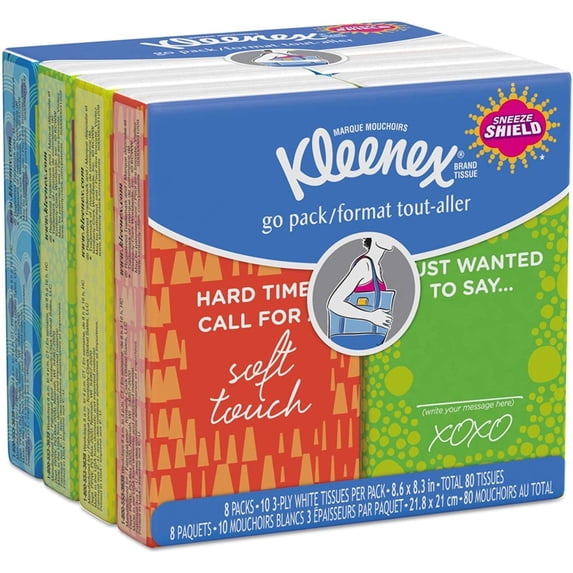 Kleenex On-The-Go Facial Tissues, 10 Tissue - 8 ct