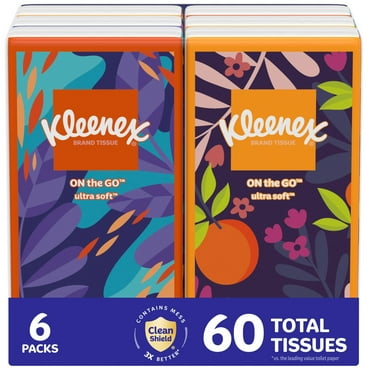 Kleenex On-The-Go Facial Tissues, 6 On-The-Go Packs, 10 Tissues per Pack, 3-Ply