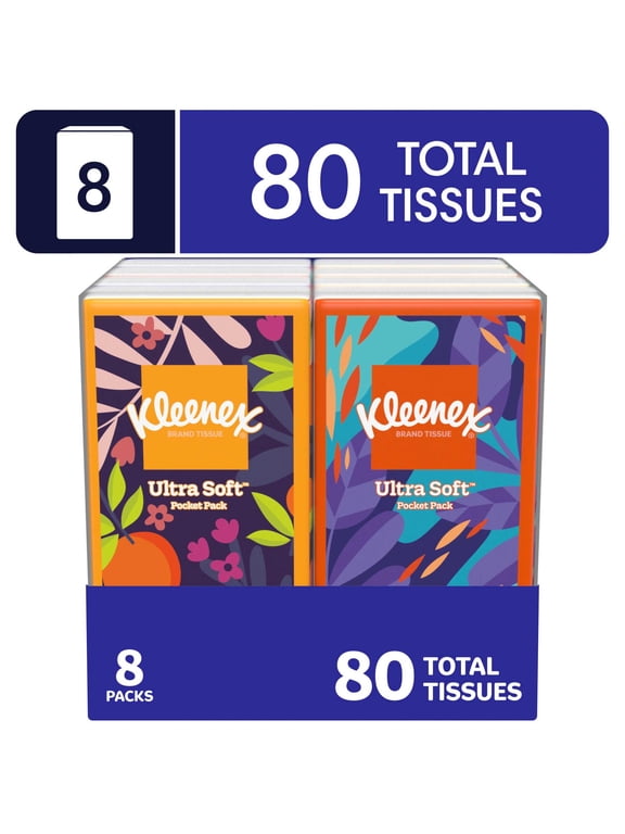 On-The-Go 3-Ply Travel Tissues, 8 Pack (80 Total Tissues), Facial Tissues