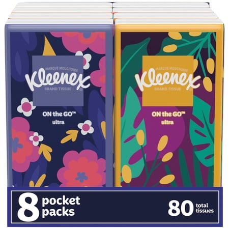 Kleenex On-the-Go Facial Tissues, 8 On-the-Go Packs