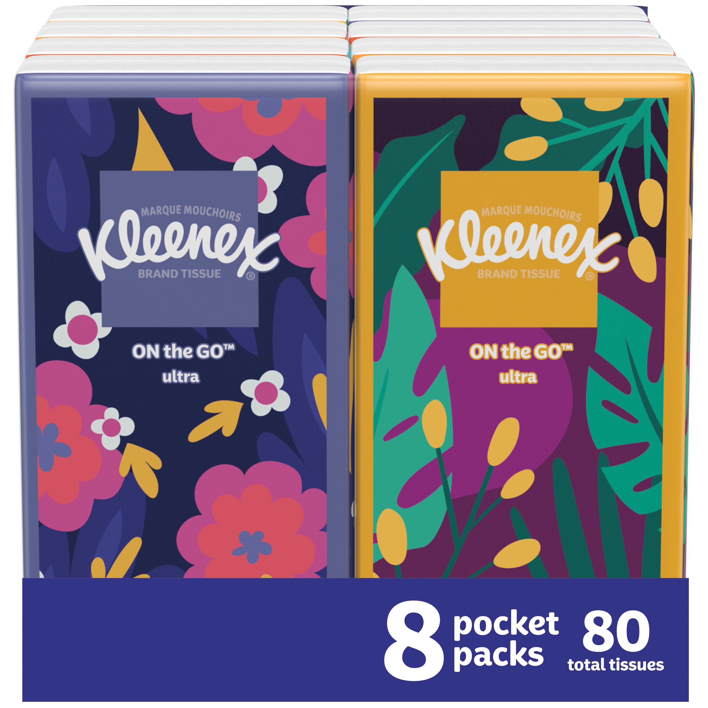 Kleenex On-the-Go Facial Tissues, 8 On-the-Go Packs - image 1 of 10