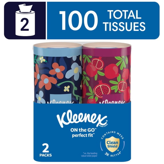 Kleenex Perfect Fit Facial Tissues, 2 Canister Boxes, 50 Tissues per Box, 2-Ply