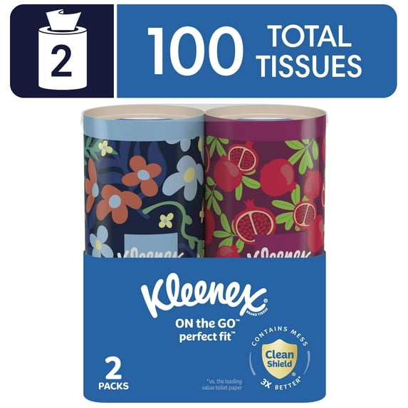 Kleenex Perfect Fit Facial Tissues, 2 Canister Boxes, 50 Tissues per Box, 2-Ply