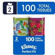 Kleenex Perfect Fit 2-Ply Canister Facial Tissues, 2 Pack 100 Total Tissues