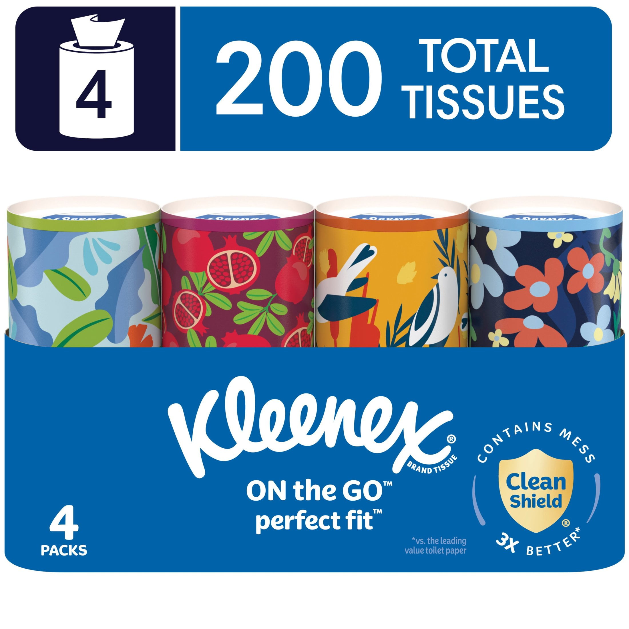 Kleenex Perfect Fit Facial Tissues, 4 Canister Boxes, 50 Tissues per Box, 2-Ply