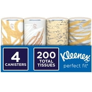 Kleenex Perfect Fit Facial Tissues, 4 Canister Boxes, 50 White Tissues per Box, 2-Ply (200 Total)