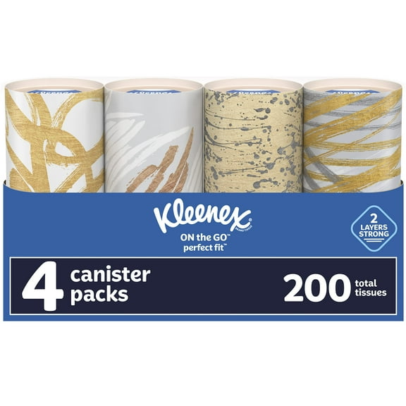 Kleenex Perfect Fit Facial Tissues, Car Tissues, 50 Tissues per Canister, 4 Count(Canisters)
